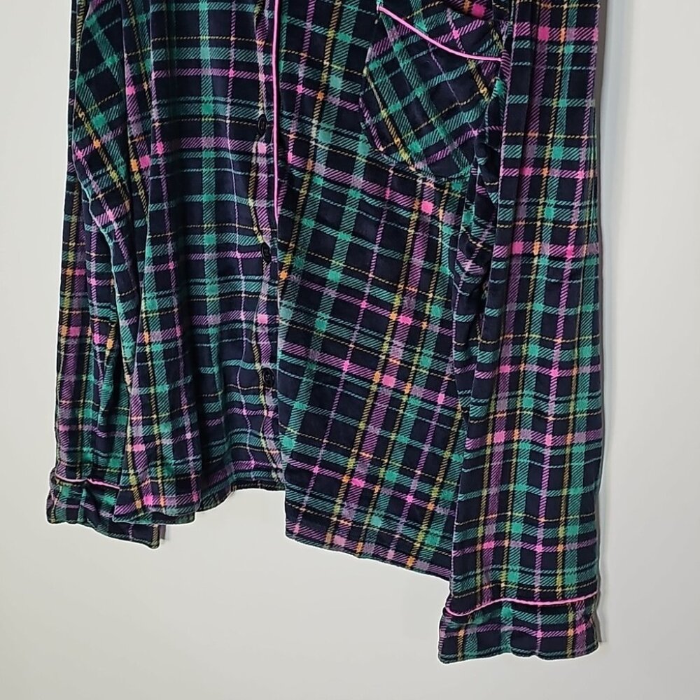 Joyspun XL green and pink plaid button down long sleeve shirt - Picture 2 of 7